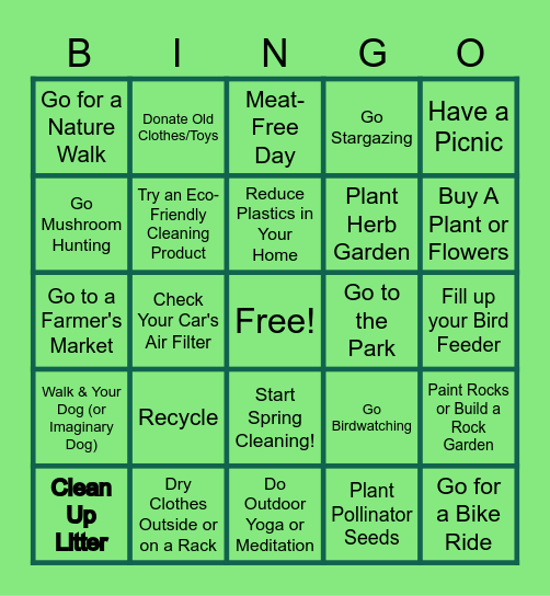 Earth Day Bingo 2025 Bingo Card