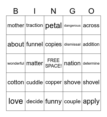 AMPLIFY Bingo Card