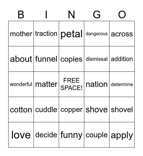 AMPLIFY Bingo Card