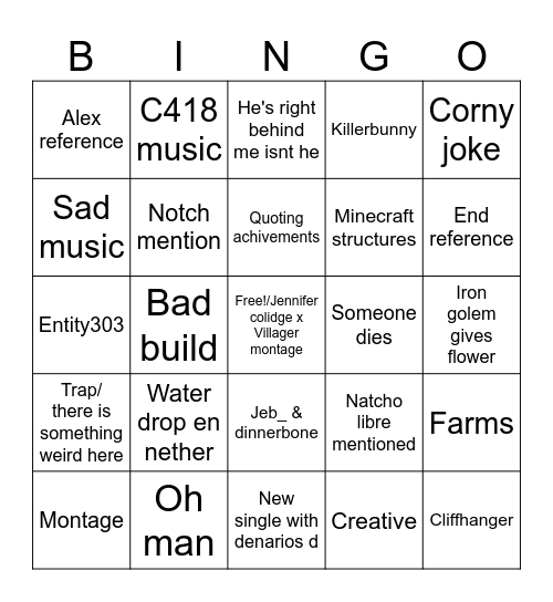 Flint & steel🔥 Bingo Card