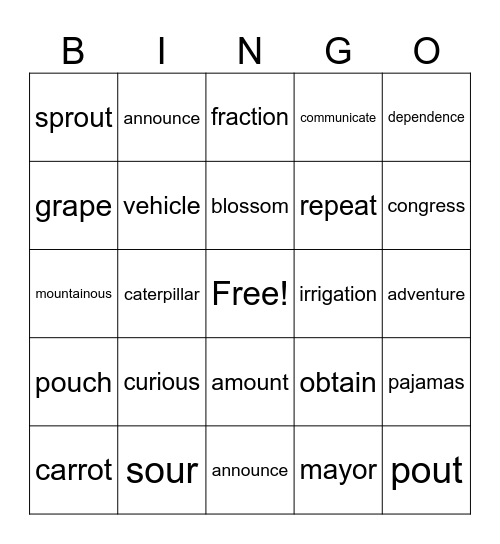 35-37 Bingo Card