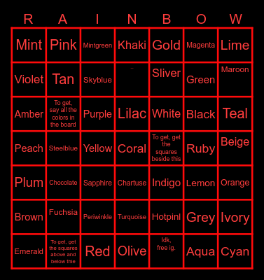 Color bingo Card