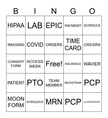 PATIENT ACCESS WEEK BINGO Card