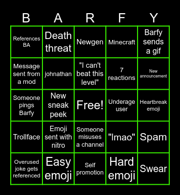 BAcord Bingo Card