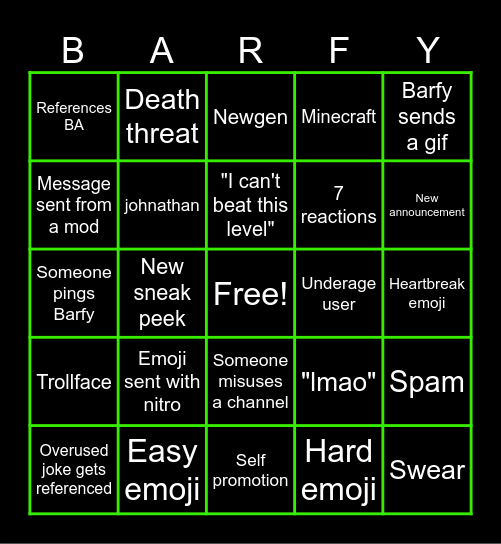 BAcord Bingo Card