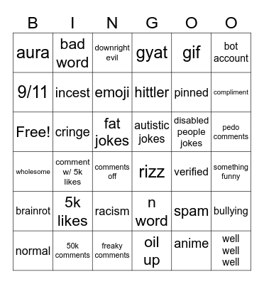 IG Reels bingo Card