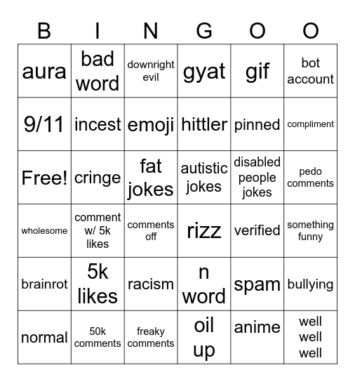 IG Reels bingo Card