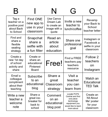 Back to School Bingo for Teachers Bingo Card
