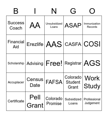 Senior Day 2025 Bingo Card
