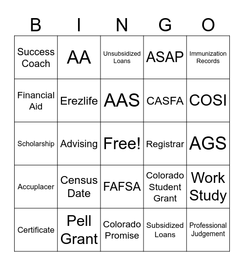 Senior Day 2025 Bingo Card