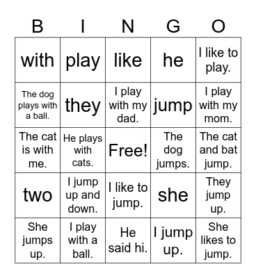 Jump play with Bingo Card