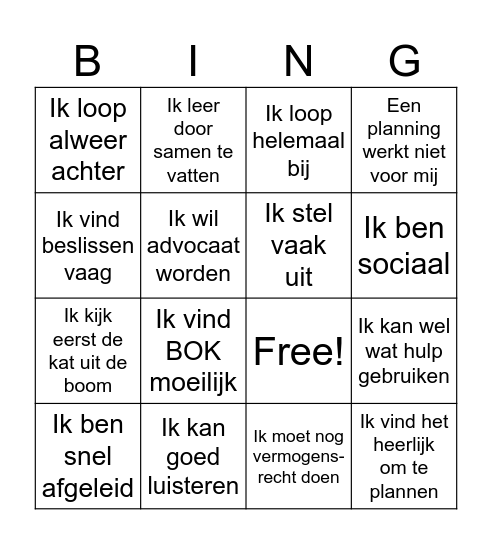 Timemanagement Bingo Card