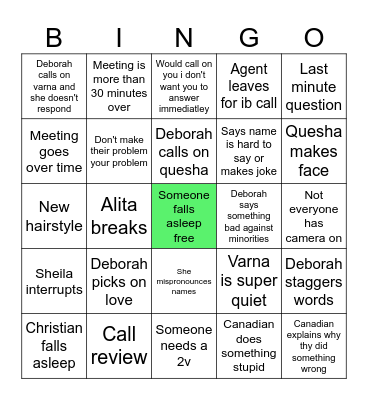 Meeting bingo Card