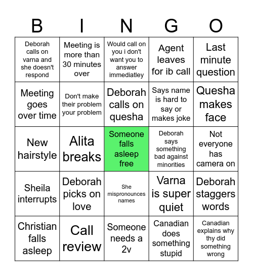 Meeting bingo Card