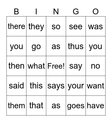 Voiced Th (46) and Heart Words Bingo Card