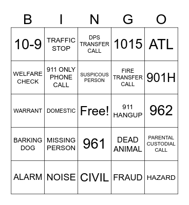 911 DISPATCHER WEEK Bingo Card