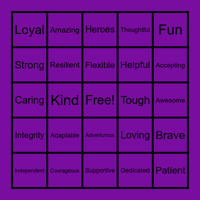 Month of the Military Child Bingo Card