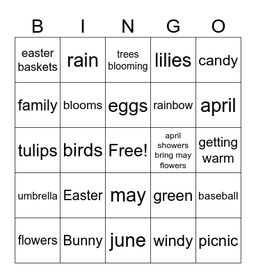 Spring Bingo Card