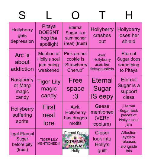 Eternal Sugar lmao Bingo Card