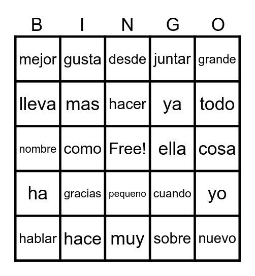Sight Word BINGO 3-4 Bingo Card