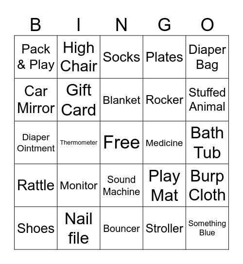 Elizabeth’s Baby Shower Bingo Card