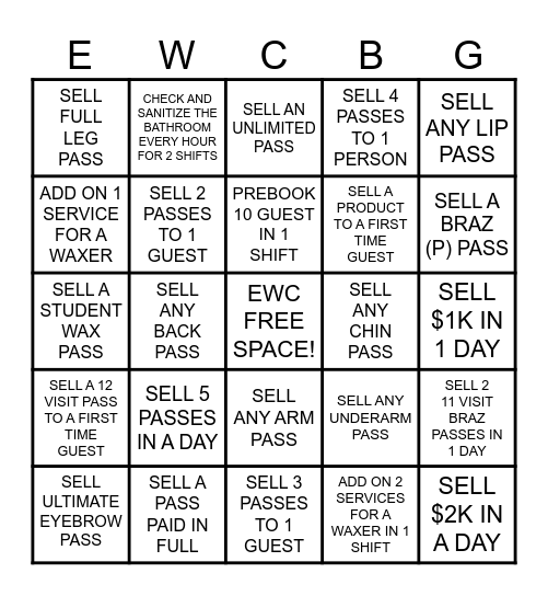GSA BINGO Card