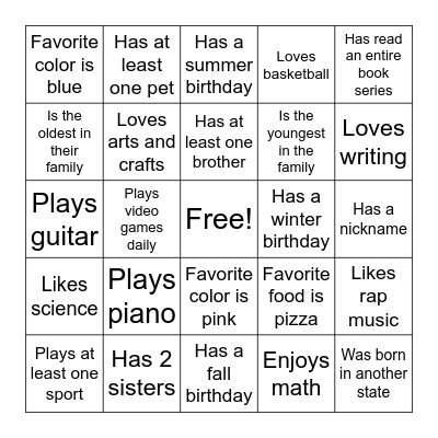 Find Someone Who... Bingo Card