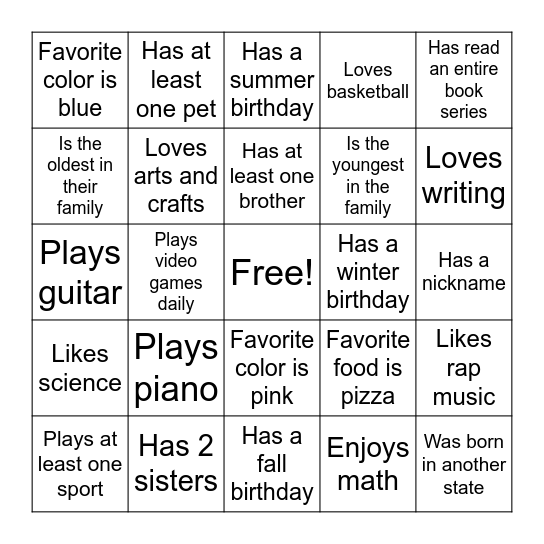 Find Someone Who... Bingo Card