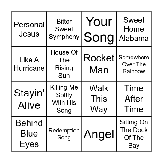 Round 2 Bingo Card