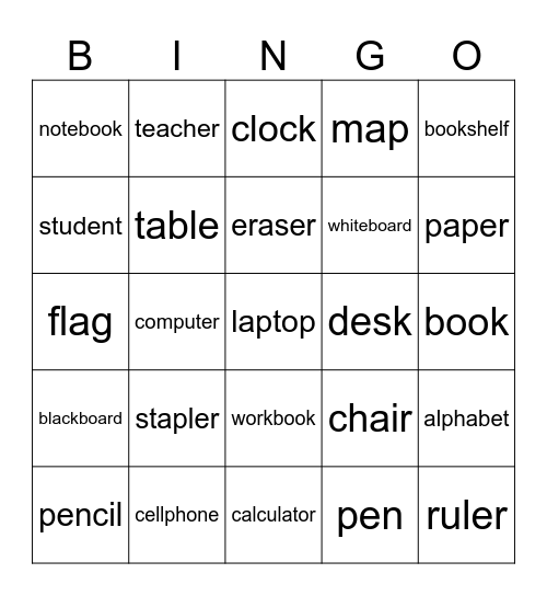 At School Bingo Card