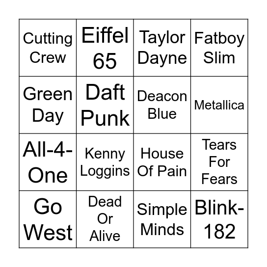 Artist Round Bingo Card