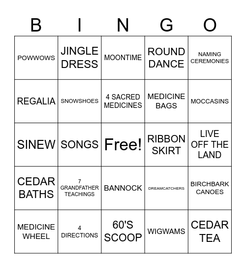 cultural bingo Card