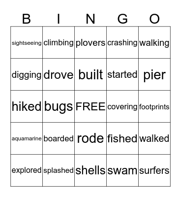 Beach Destination Bingo Card