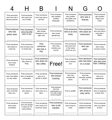 Find Someone Who Bingo Card