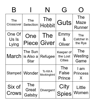 Book Bingo Card