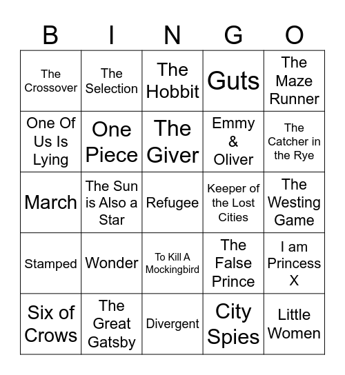 Book Bingo Card