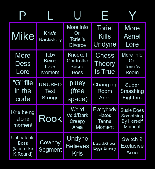 Deltarune Ch3 Bingo Card Bingo Card