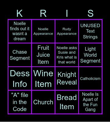 Deltarune Chapter 4 Bingo Card
