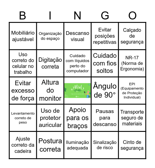 Abril Verde - Ergonomia Bingo Card