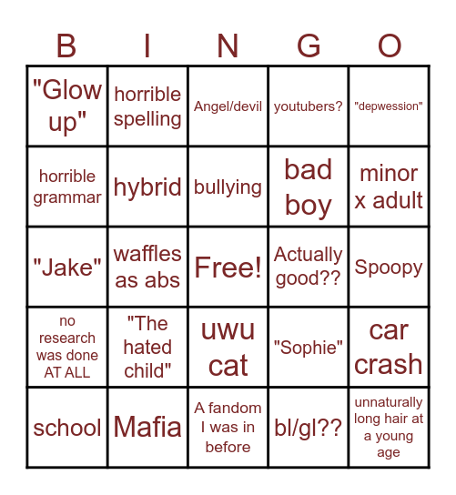 Gacha life bingo Card