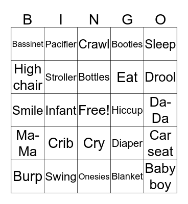 Jungle Baby Shower Bingo Card