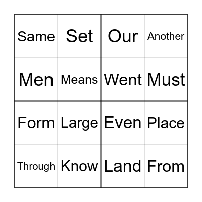 Sight Words 3 Bingo Card