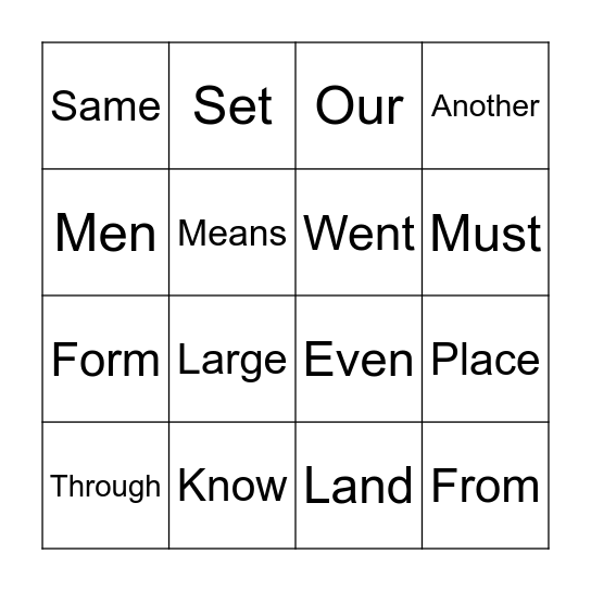 Sight Words 3 Bingo Card
