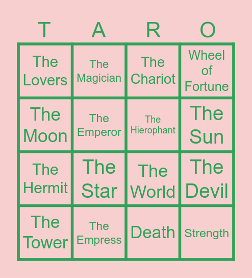 Tarot Reader's Club Bingo Card