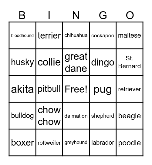 DOG BIRTHDAY PARTY Bingo Card