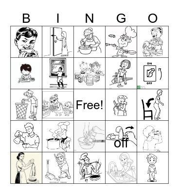 KITCHEN VERBS Bingo Card