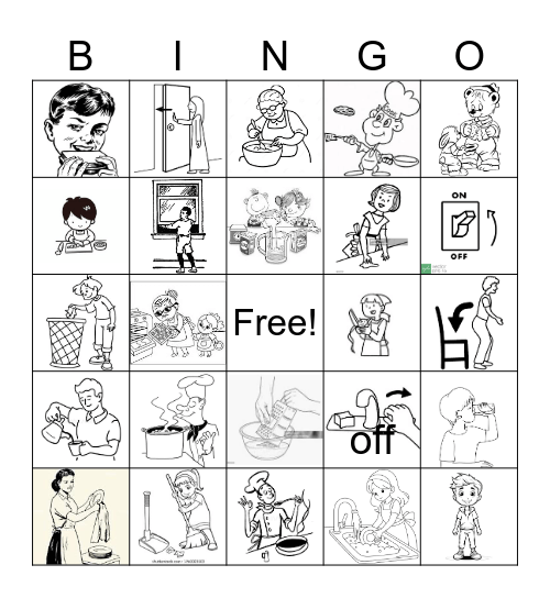 KITCHEN VERBS Bingo Card