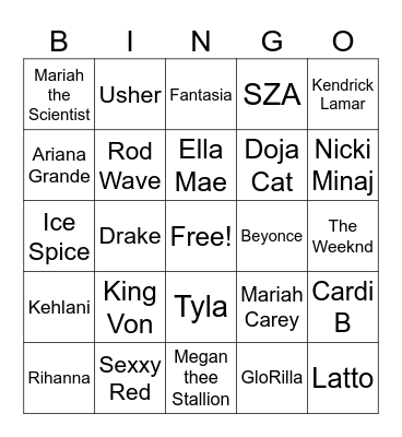 Music Bingo Card