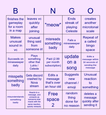 Phanomium bingo Card