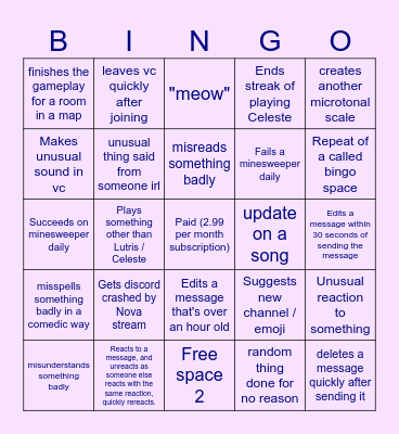 phanomium bingo Card
